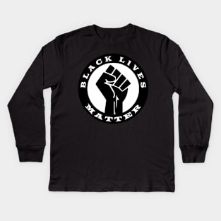 Black Lives Matter Fist and Circle with Wording Kids Long Sleeve T-Shirt